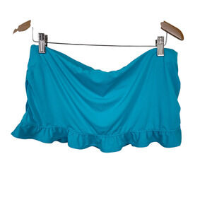 Athleta Swim Skirt Womens Large Blue Ruffle Hem Swimwear Bikini Bottom UPF50+